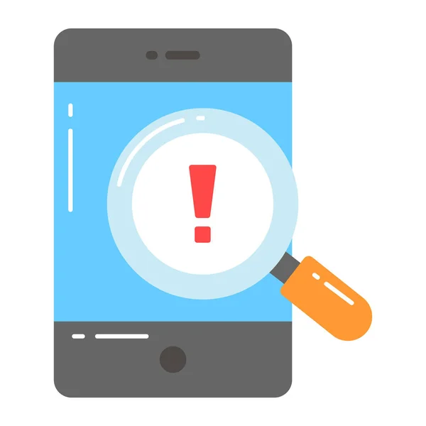 Point Exclamation Sur Loupe Avec Mobile Vecteur Alerte Notification Mobile — Image vectorielle
