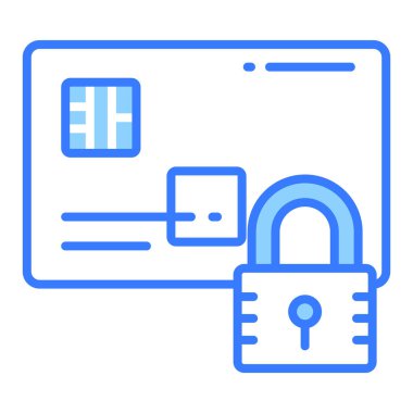 ATM kartı ile asma kilit, kart güvenliğinin vektör tasarımı modern tarzda