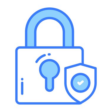 Koruma kalkanlı asma kilit, güvenlik ve koruma vektörü