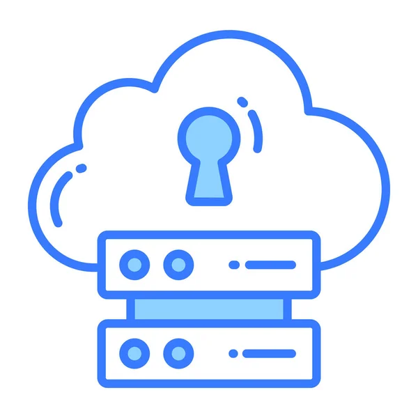 Sleutelgat Cloud Met Data Server Die Vector Aangeeft Van Veilige — Stockvector