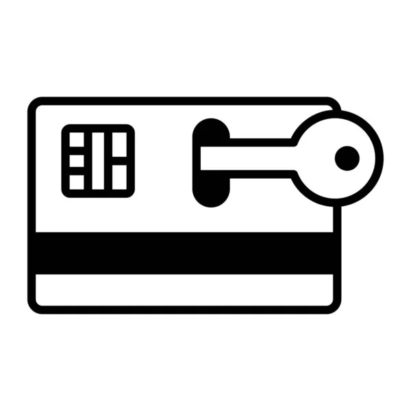 Chave Com Cartão Atm Design Vetorial Segurança Cartão Estilo Moderno — Vetor de Stock