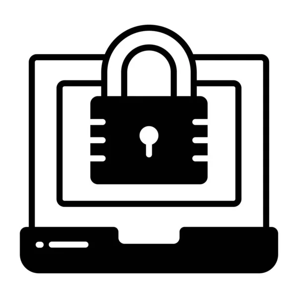 Cadeado Com Laptop Denotando Vetor Segurança Laptop Ícone Premium — Vetor de Stock