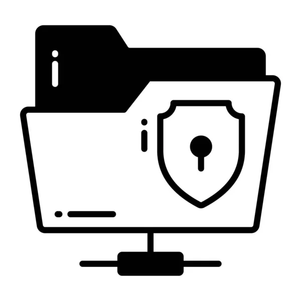 带网络文件夹的防护盾 安全数据网络的概念向量 — 图库矢量图片