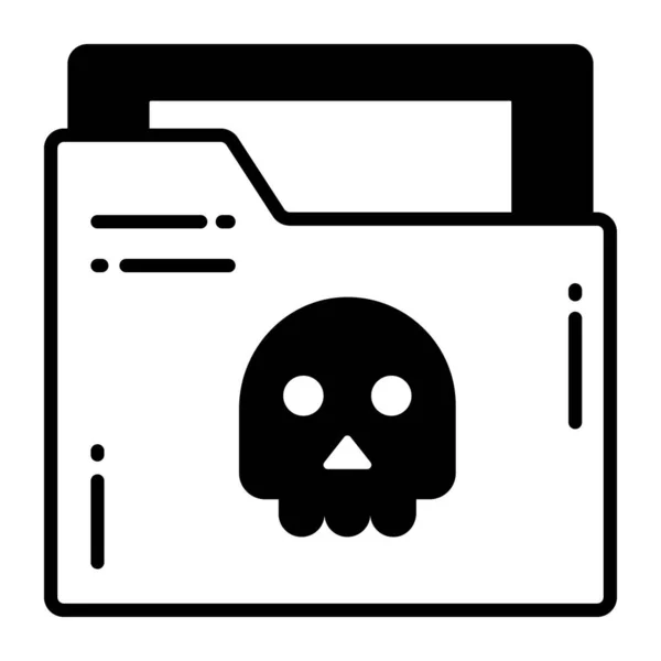 Crâne Sur Dossier Données Indiquant Vecteur Dossier Infecté Icône Premium — Image vectorielle