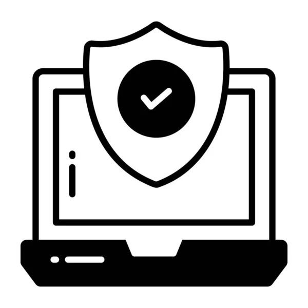 手提电脑防护护盾 手提电脑安全矢量设计 — 图库矢量图片