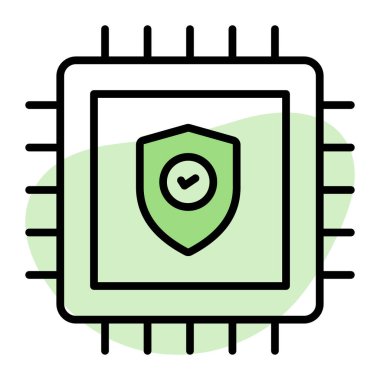 İşlemci güvenlik kavramını gösteren işlemci üzerindeki güvenlik kalkanı