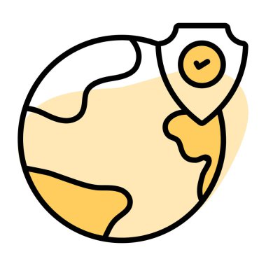 Güvenlik kalkanına sahip dünya küresi, küresel güvenliğin vektör tasarımı