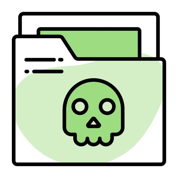 Skull Data Folder Denoting Vector Infected Folder Premium Icon — Stock Vector