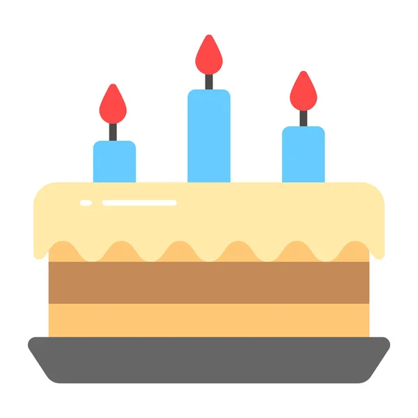 Красивий Векторний Дизайн Торта Свічками Преміум Значок — стоковий вектор