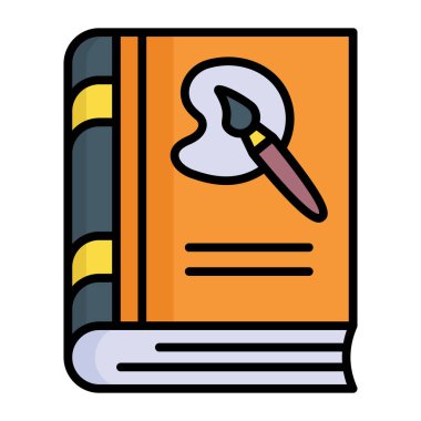 Renk paleti ve kitaptaki fırça, sanat kitabının vektör tasarımı