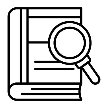 Kitap ve araştırma kitabının vektör tasarımı ile büyüteç