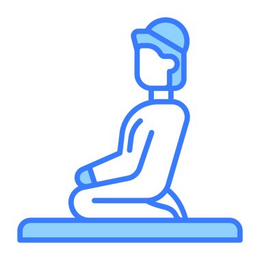 Dua eden müslüman bir adam, namaz kılan bir konsept ikonu