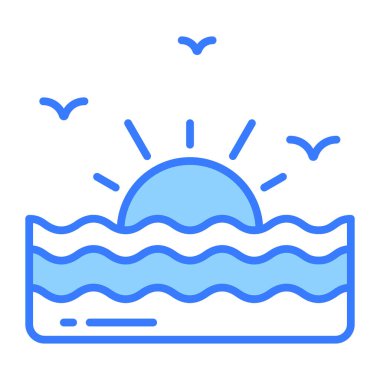 Günbatımının modaya uygun biçimde tasarlanmış güzel bir vektörü, premium simgesi