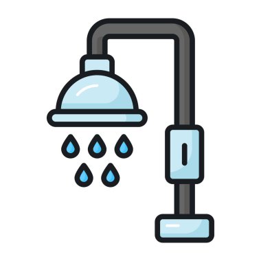 Su damlaları ve hortlak alma ikonu olan inanılmaz bir duş vektörü.