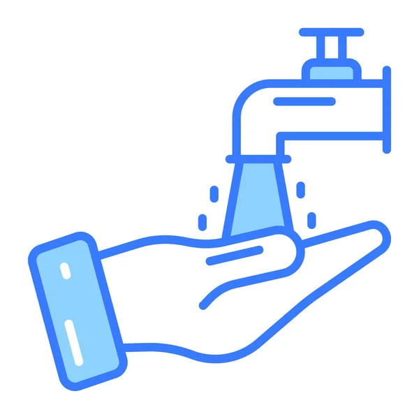 Hand Mit Wasserhahn Zeigt Konzept Des Wudhu Vektors Einfach Bedienendes — Stockvektor