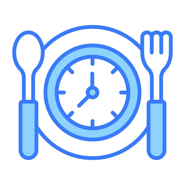 Horloge Sur Plaque Avec Cuillère Fourchette Dénotant Concept Vecteur Jeûne — Image vectorielle