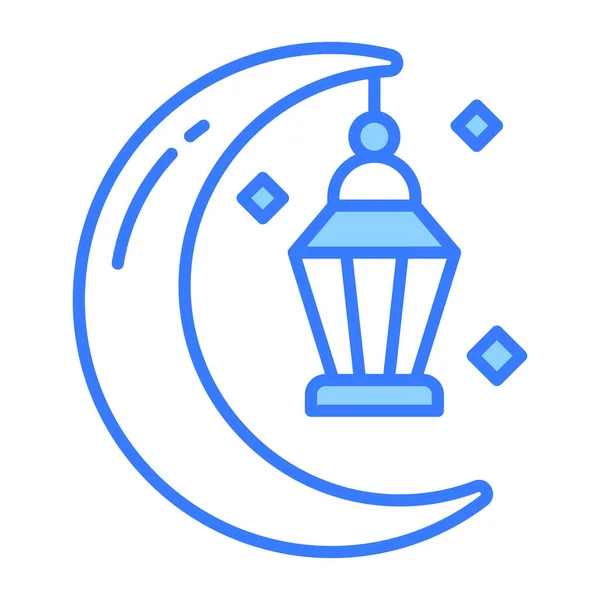 Lanterna Pendurado Com Conceito Lua Ícone Decoração Ramadã —  Vetores de Stock