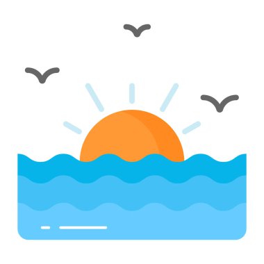 Günbatımının modaya uygun biçimde tasarlanmış güzel bir vektörü, premium simgesi