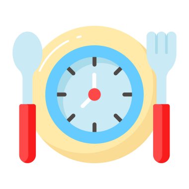 Kaşık ve çatalla tabağa konsept oruç tutma vektörü