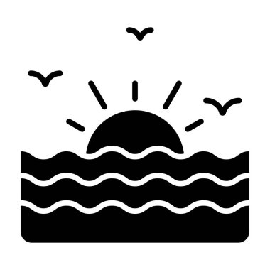 Günbatımının modaya uygun biçimde tasarlanmış güzel bir vektörü, premium simgesi