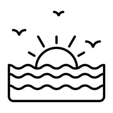 Günbatımının modaya uygun biçimde tasarlanmış güzel bir vektörü, premium simgesi