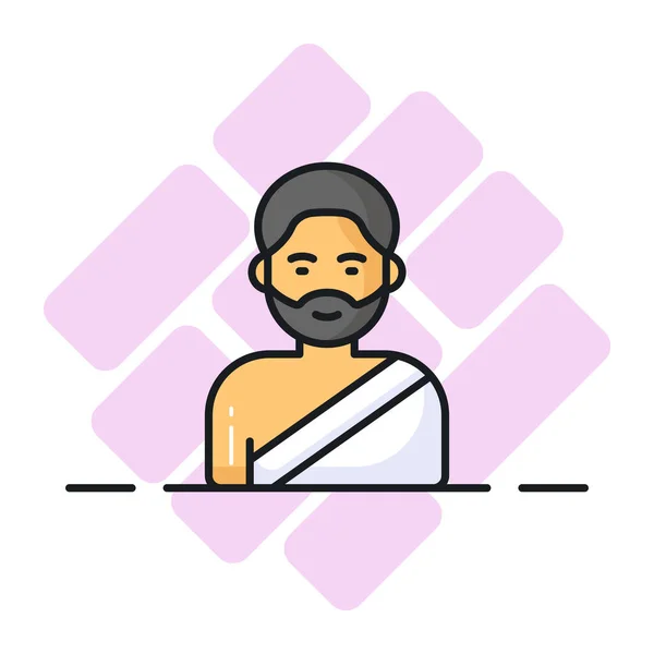 stock vector A bearded muslim man wearing ihram to perform umrah. easy to use vector