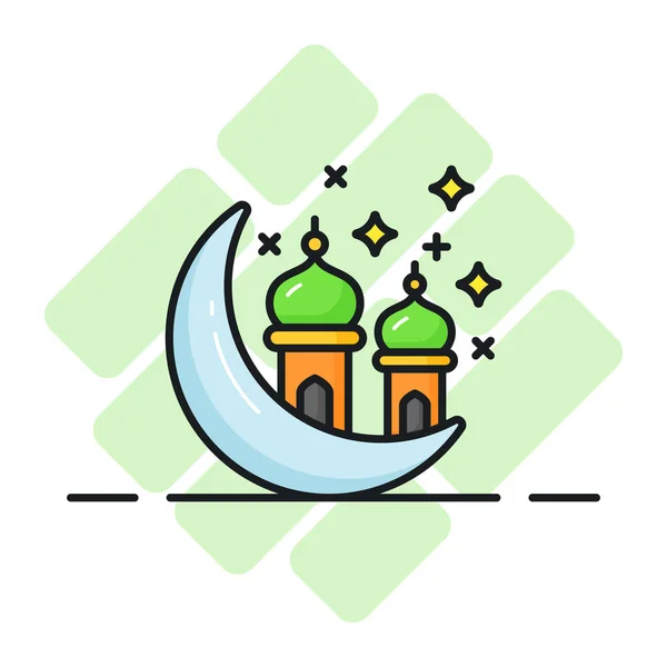 Conceptual Vector Ramadan Crescent Moon Premium Icon — Stock Vector