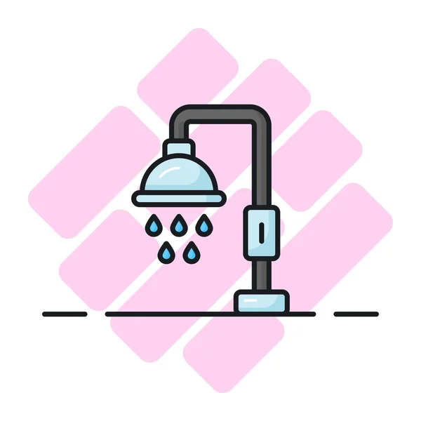 Amazing Vector Shower Water Drops Icon Taking Ghusl — Stock Vector
