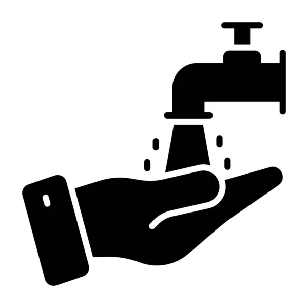 Mão Com Torneira Água Mostrando Conceito Vetor Wudhu Ícone Fácil —  Vetores de Stock