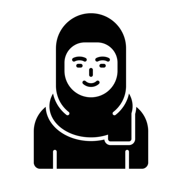 Woman Wearing Hijab Showing Vector Muslim Woman Premium Icon — Stock Vector