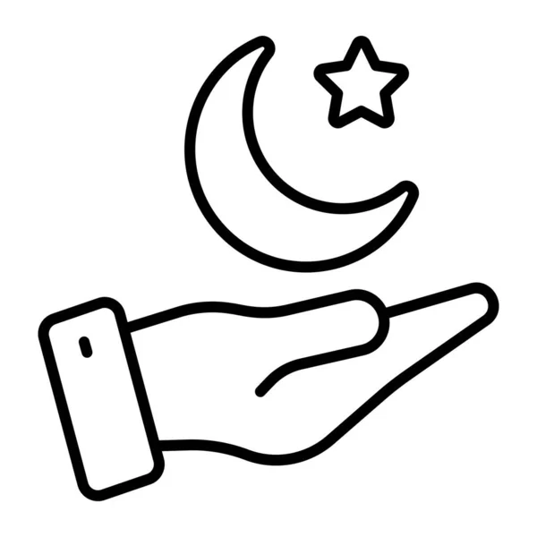 Lua Crescente Estrela Mão Denotando Vetor Conceito Ramadã —  Vetores de Stock