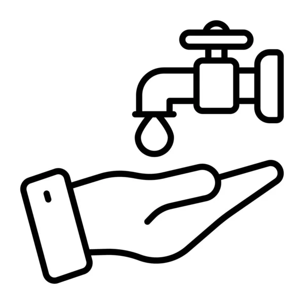 Рука Водопроводной Кран Показывает Концепцию Абляции Вектор Простой Использовании Значок — стоковый вектор