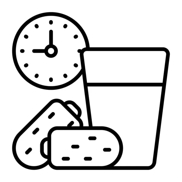 Fechas Vaso Agua Reloj Que Muestra Concepto Ramadán Iftar Vector — Vector de stock