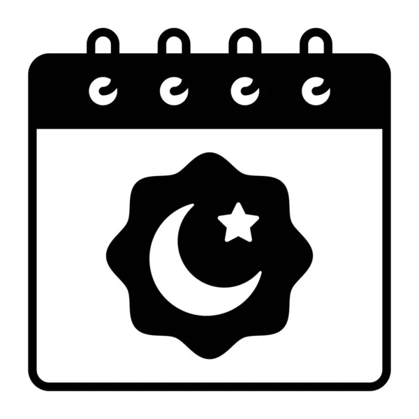 Luna Estrella Con Calendario Mostrando Concepto Calendario Ramadán — Vector de stock