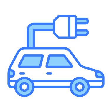 Modern tarzda eko araba vektörünü belirten bujili araç, elektrikli araba simgesi