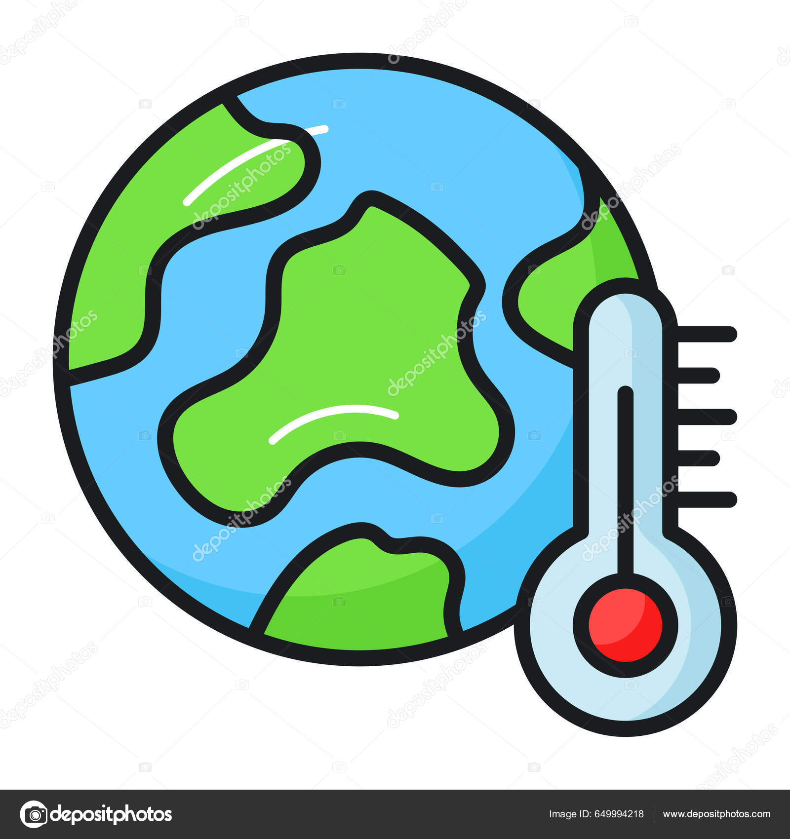 Verden Globus Med Termometer Viser Koncept Ikon Global Opvarmning Verdens  Stock-vektor af ©IconsHome 649994218
