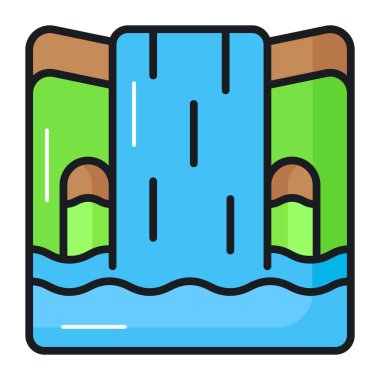 Moda tarzında şelalenin inanılmaz bir sahnesi. Dağ üzerindeki şelale manzara vektörünü temsil ediyor.