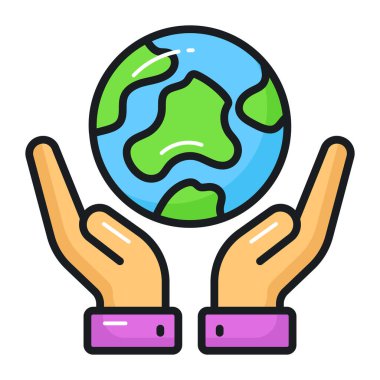 Dünyayı kurtarma kavramını tasvir eden insan eliyle Dünya Günü ikonu