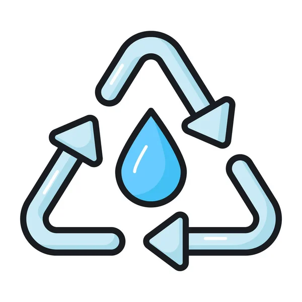 Wassertropfen Mit Recyclingschild Das Konzeptvektor Des Wasserrecyclings Bezeichnet Premium Icon — Stockvektor