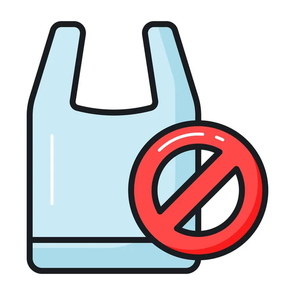 塑料袋上的禁牌描绘了无塑料袋 无塑料世界的概念图标 — 图库矢量图片