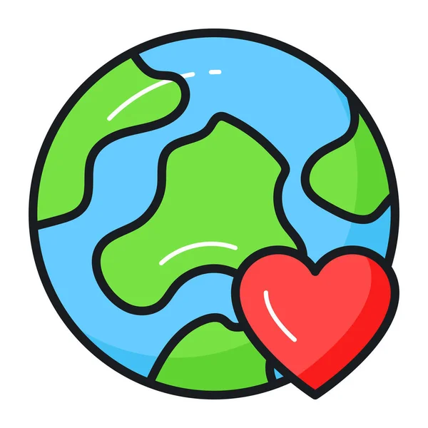 World Globe Heart Sign Denoting Icon Love Earth Trendy Style — Stock Vector
