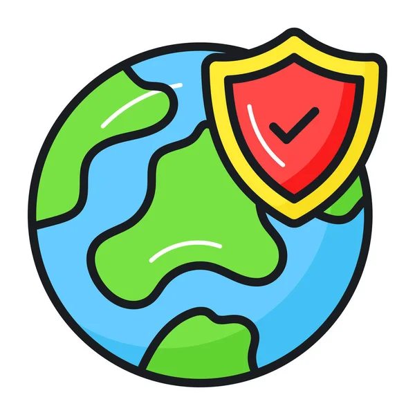 Щит Безопасности Мировым Глобусом Обозначает Концептуальный Вектор Глобальной Защиты Современном — стоковый вектор