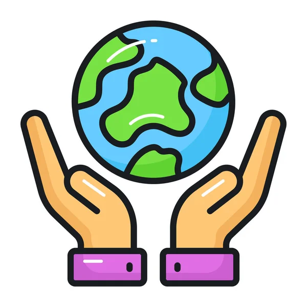 Земной Шар Руках Человека Изображающий Концепцию Спасения Мира Икону Всемирного — стоковый вектор