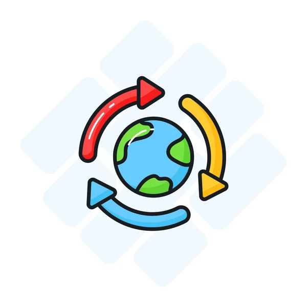 Globe Mondial Avec Des Flèches Recyclage Montrant Icône Concept Recyclage — Image vectorielle