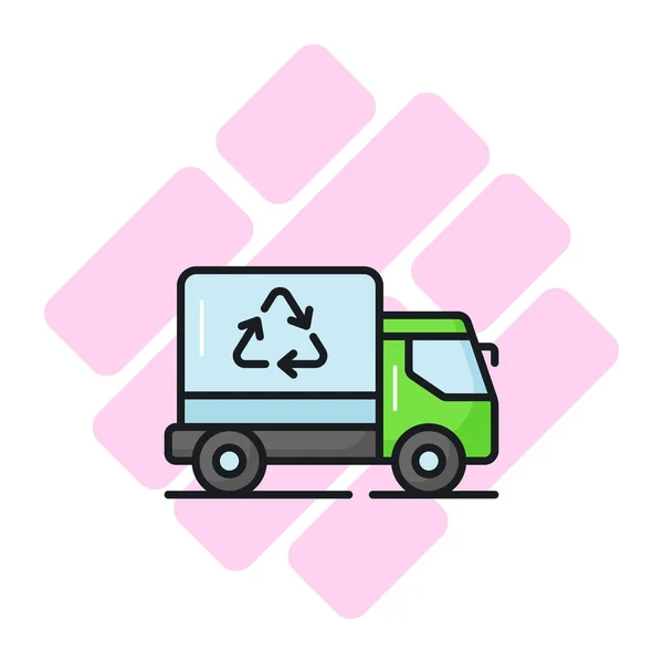 时尚风格的回收卡车 垃圾车符号图标的令人惊奇的矢量设计 易于在网络 移动应用程序和所有演示项目中使用 — 图库矢量图片