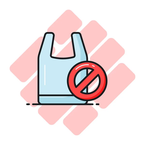 Verbotsschild Auf Plastiktüte Mit Konzept Symbol Für Keine Plastiktüte Plastikfreie — Stockvektor