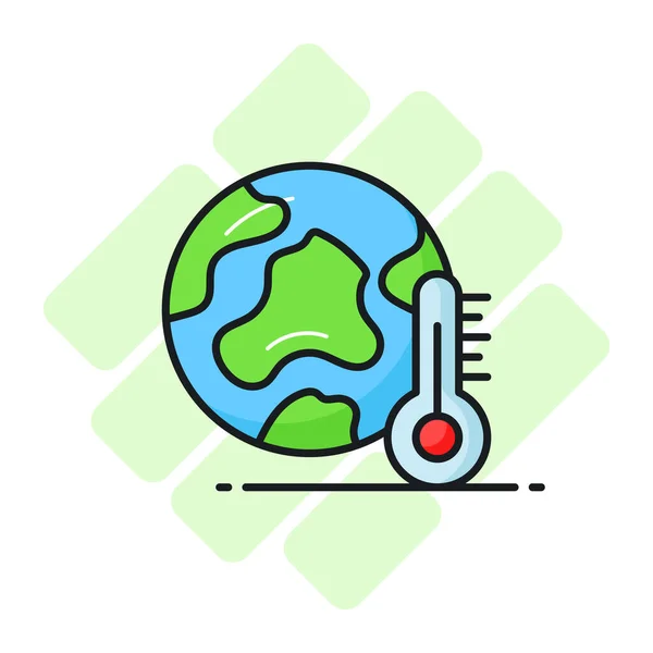 Мировой Шар Термометром Показывающим Иконку Концепции Глобального Потепления Вектор Всемирного — стоковый вектор