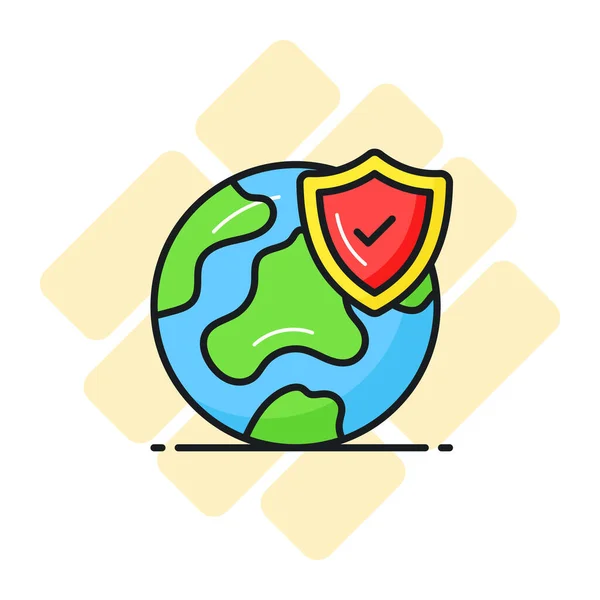 Escudo Segurança Com Globo Mundial Denotando Vetor Conceito Proteção Global — Vetor de Stock