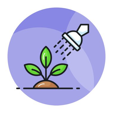 Bitkilerin vektör tasarımı modaya uygun biçimde sulanır, ekolojinin premium simgesi