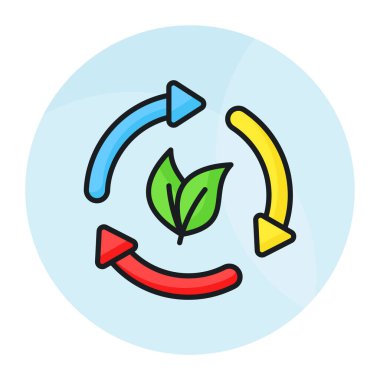 Dönüştürme okları ile eko geri dönüşüm konseptini gösteren yapraklar, kolayca kullanılabilir